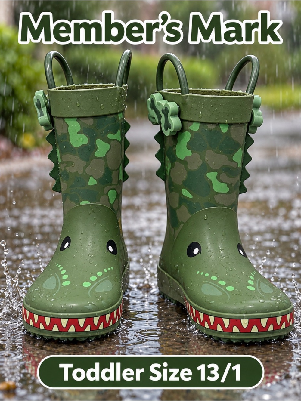 Title: Member’s Mark Dinosaur Toddler Rain Boots Size 13/1 NWT